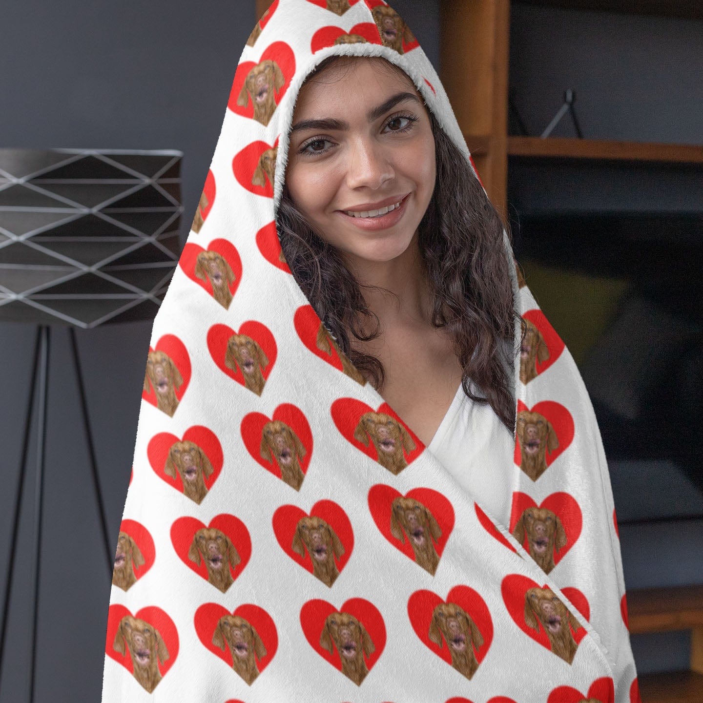 Hooded Blanket - Super Soft Fleece with Pet Face Pattern