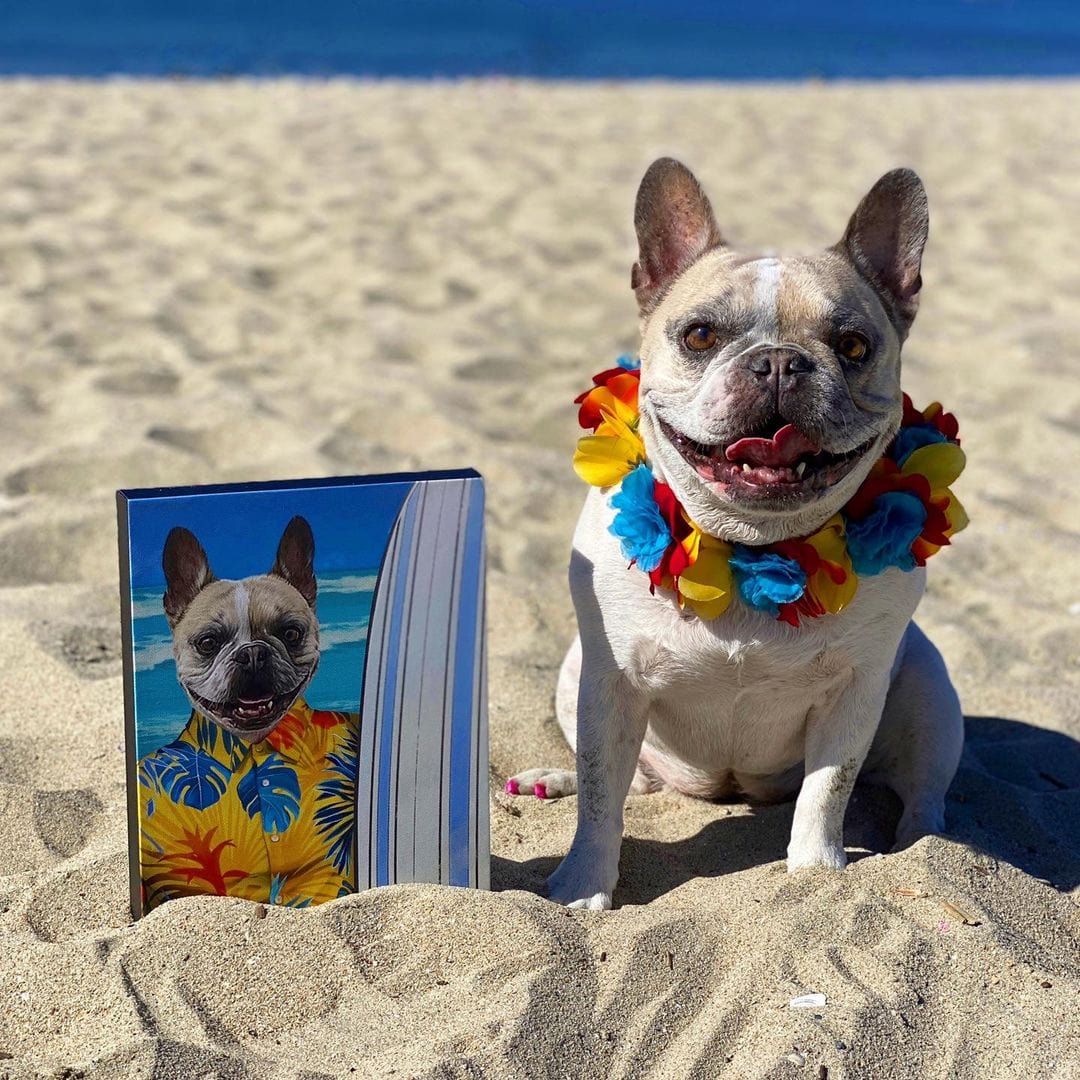 "Crown and Paw - Canvas The Surfer - Custom Pet Canvas 12"" x 18"" / Yellow"
