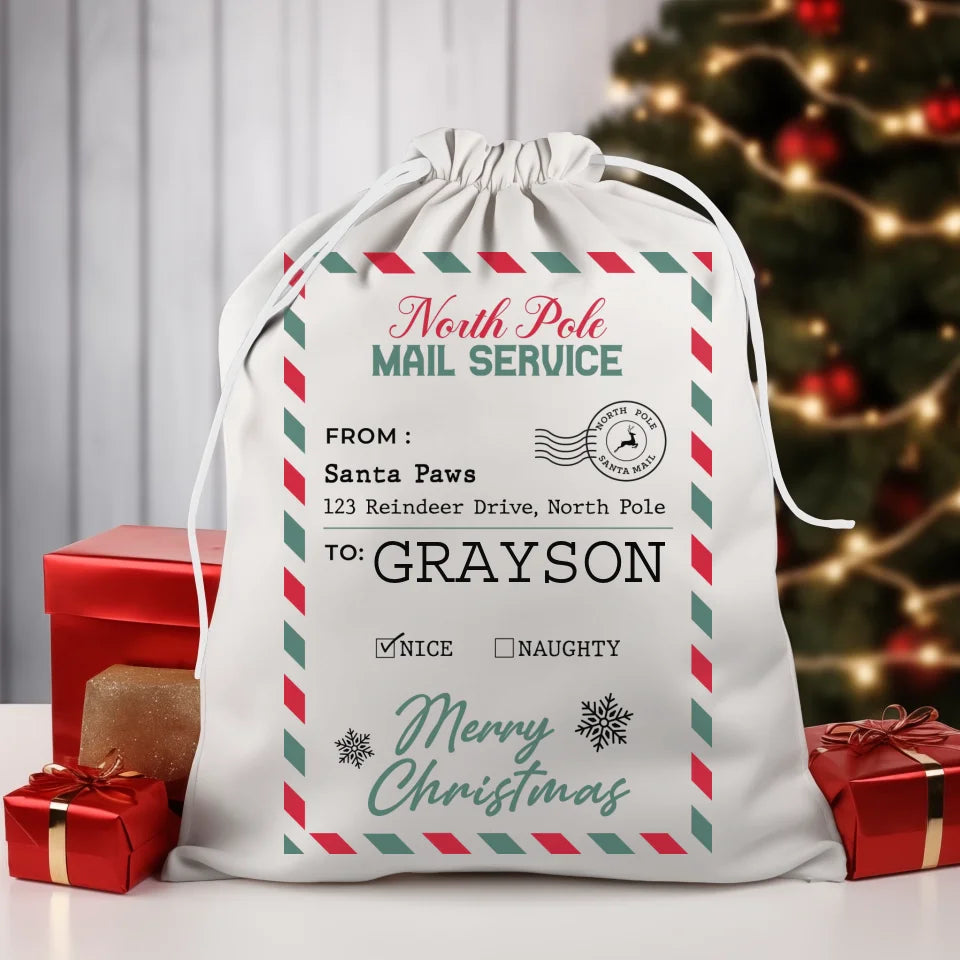 3 - Christmas Sack Mock Up - Base Layer White Drawstring