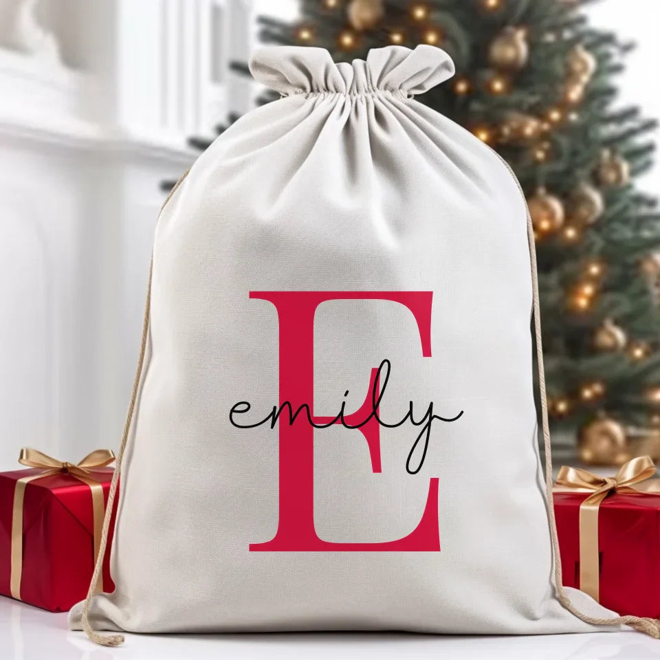 Initial Monogram Christmas Gift Sack