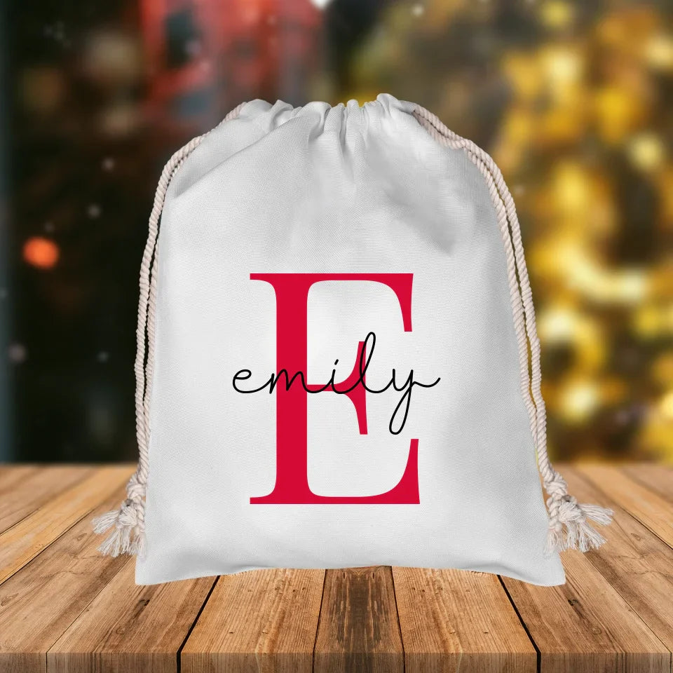 Initial Monogram Christmas Gift Sack