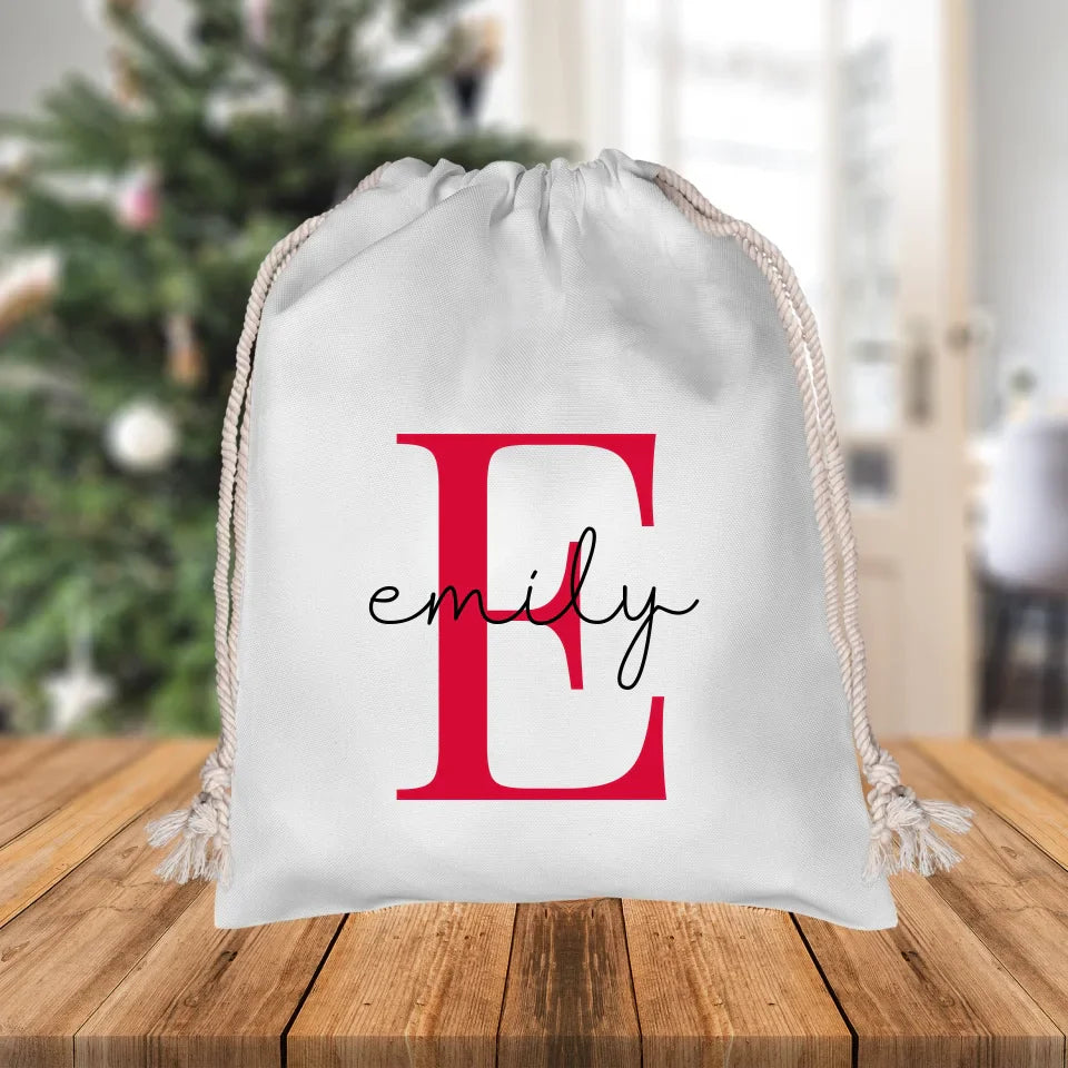 Initial Monogram Christmas Gift Sack