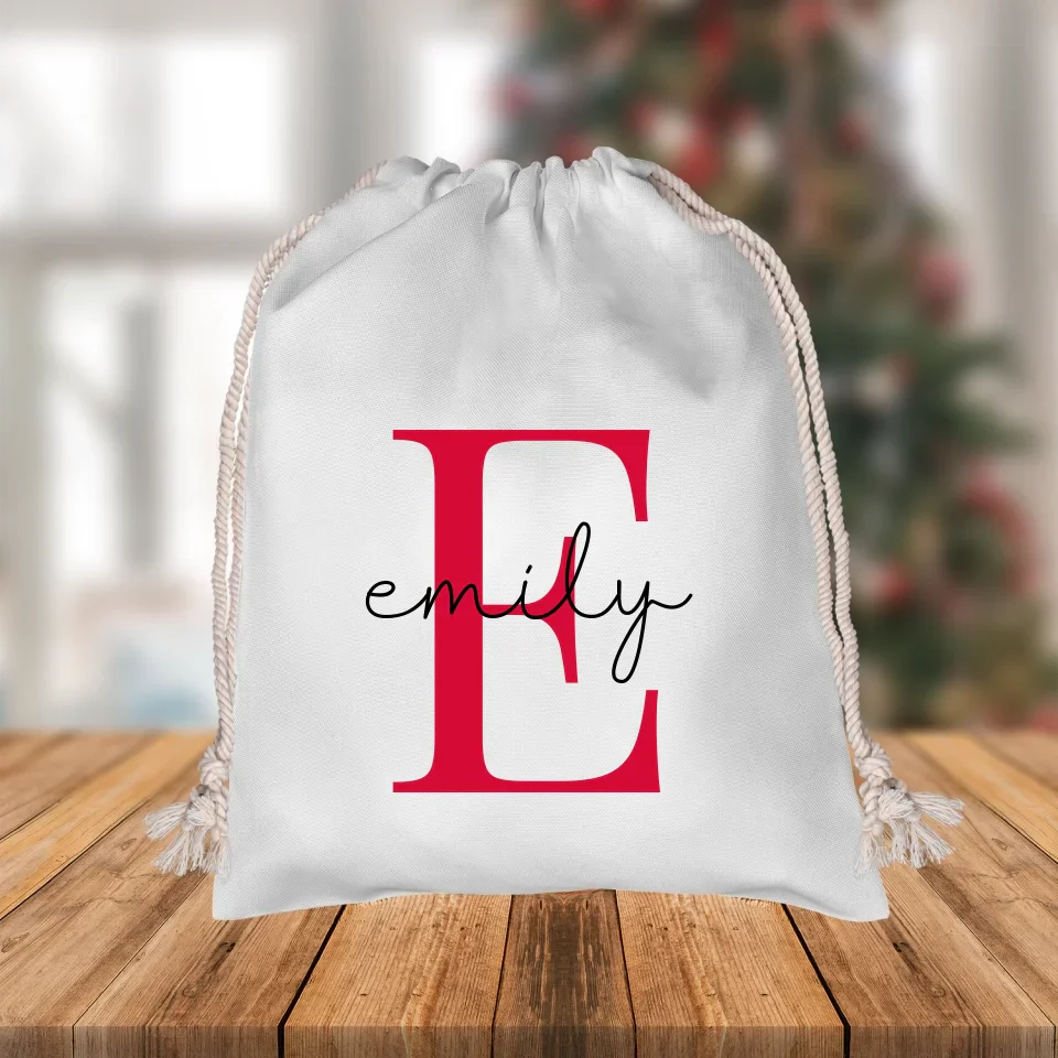 Initial Monogram Christmas Gift Sack