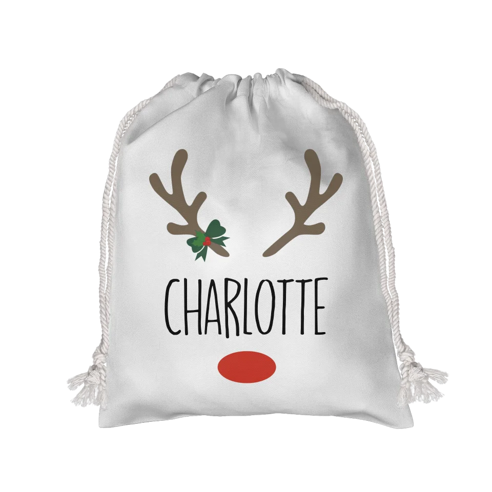 Custom Name Reindeer Christmas Sack