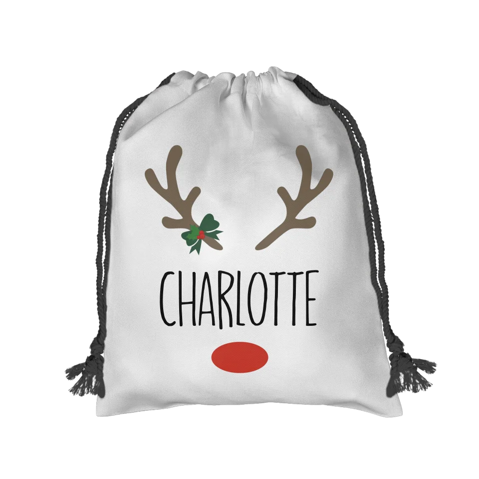 Custom Name Reindeer Christmas Sack