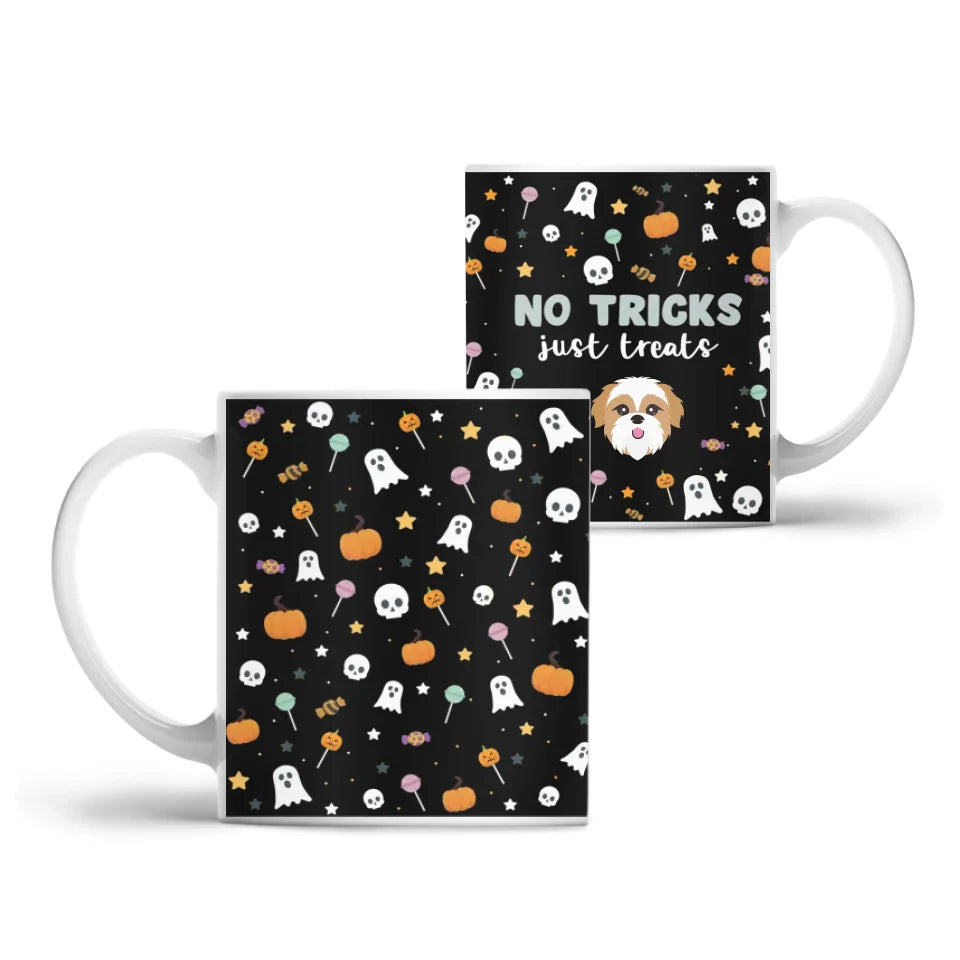 No Tricks Just Treats Mug with Custom Pet Icon