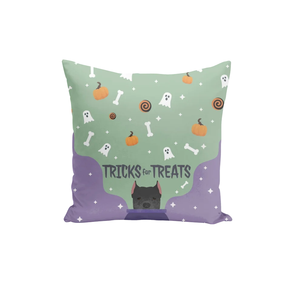 Tricks for Treats Throw Pillow with Custom Pet Icon