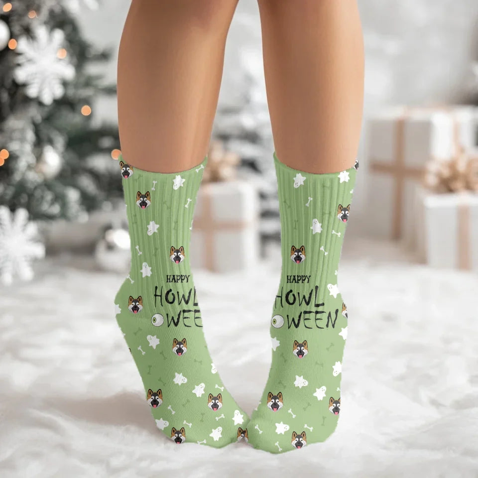 Happy Howloween Socks with Custom Pet Icon
