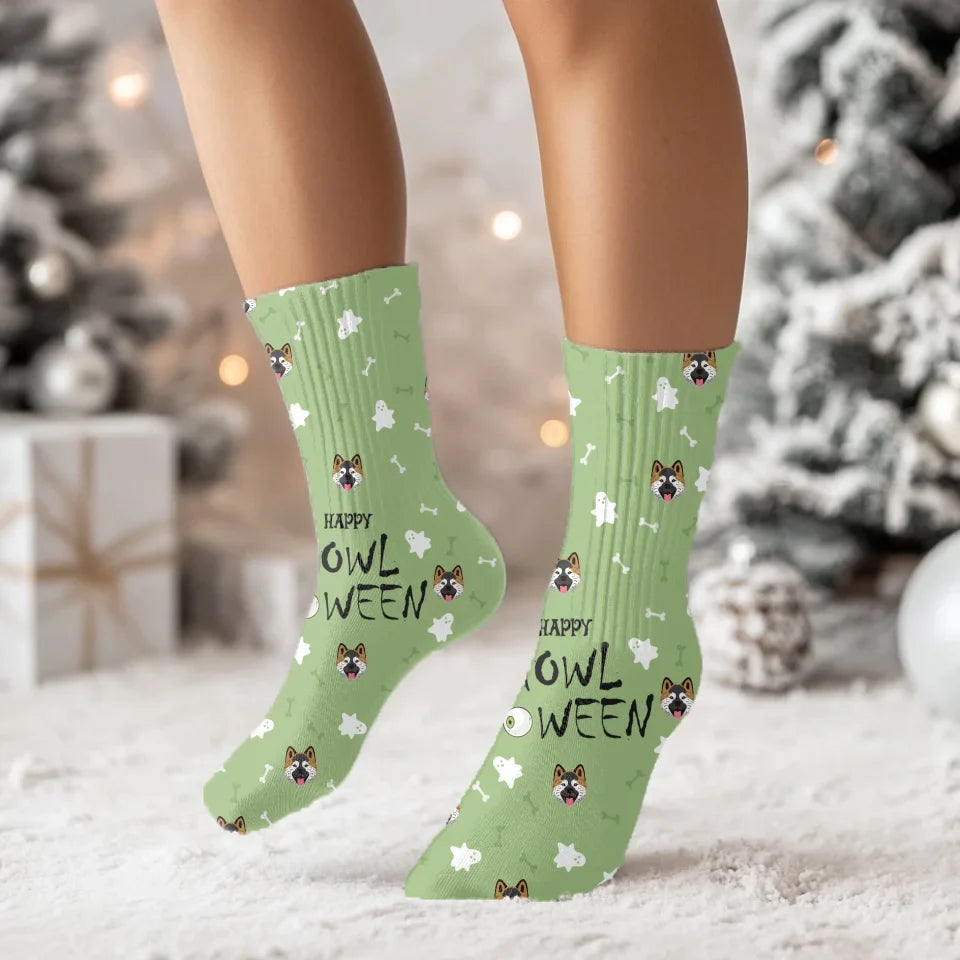 Happy Howloween Socks with Custom Pet Icon