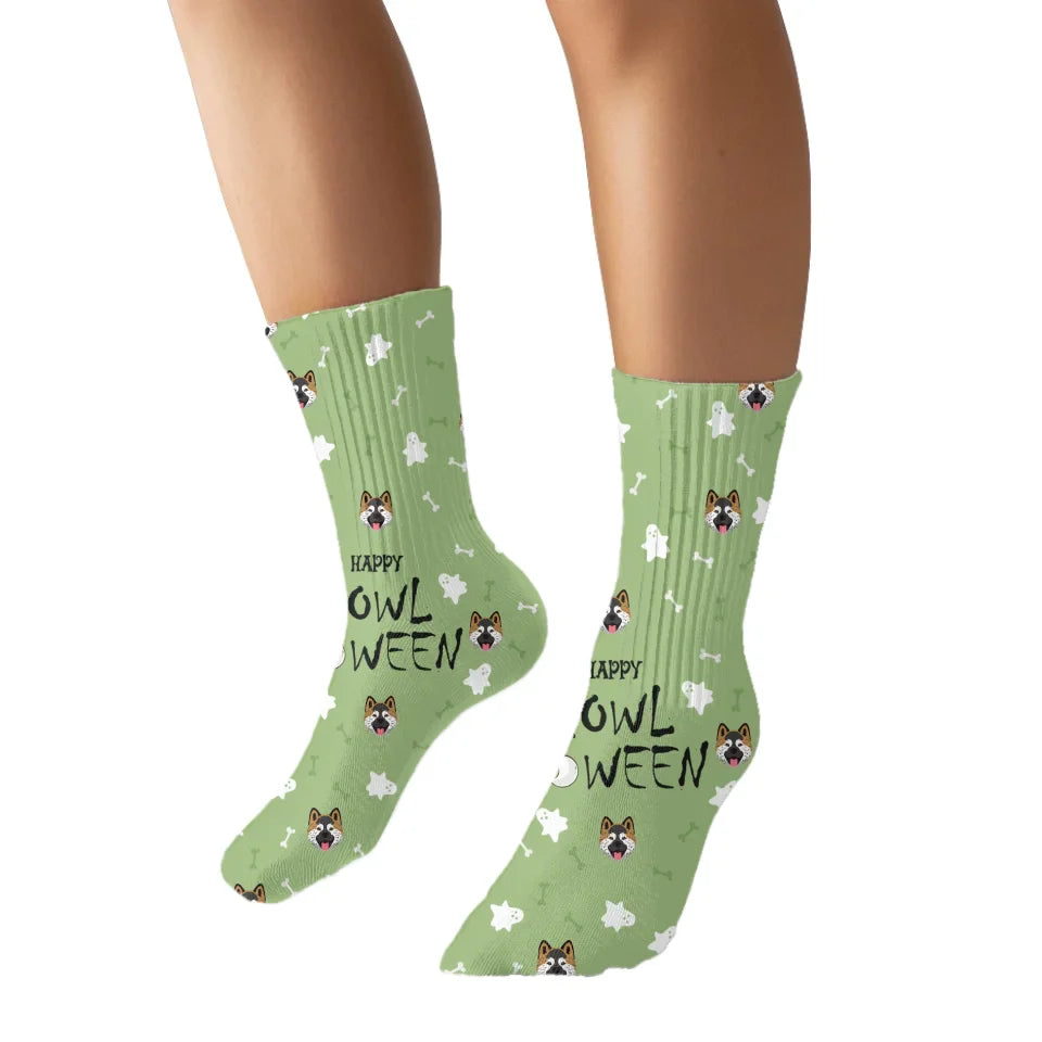 Happy Howloween Socks with Custom Pet Icon