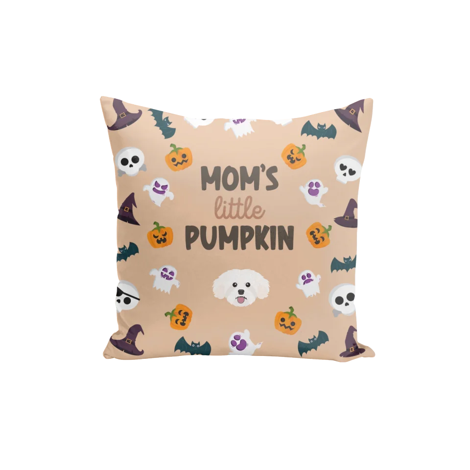 Little Pumpkin Throw Pillow with Pet Icon