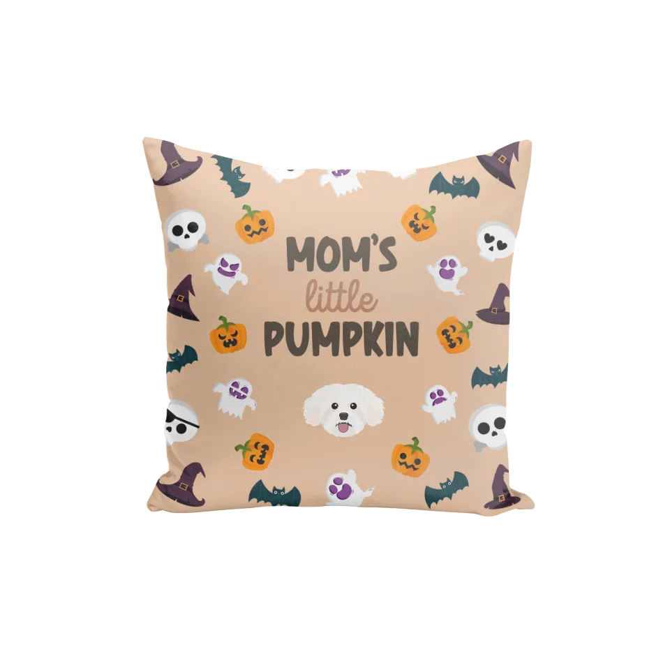 Little Pumpkin Throw Pillow with Pet Icon