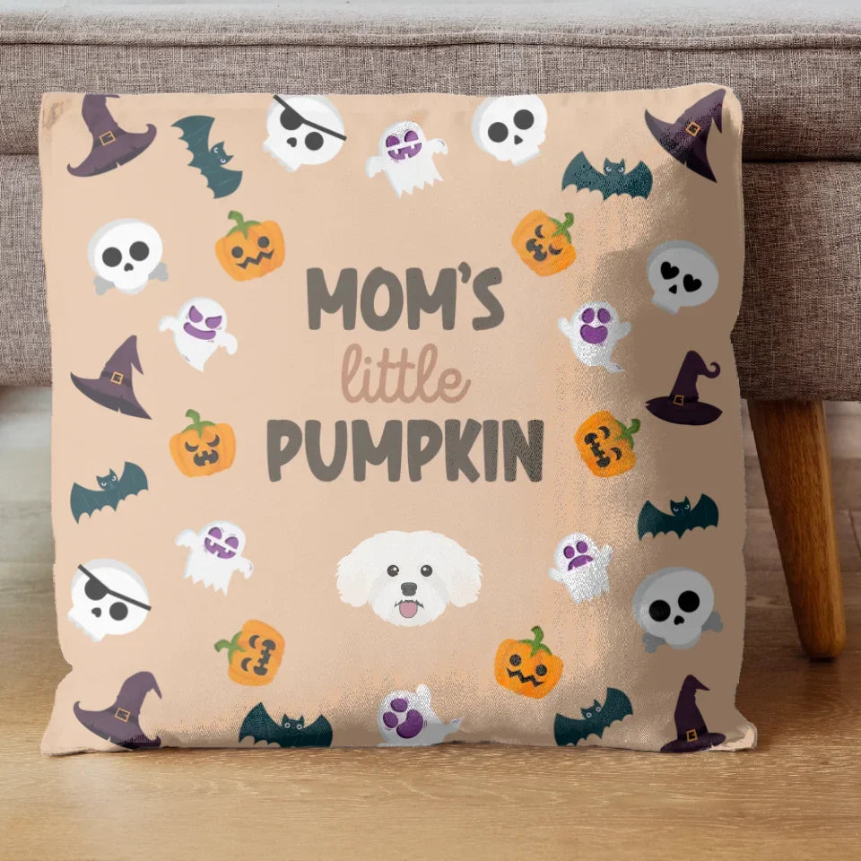 Little Pumpkin Throw Pillow with Pet Icon