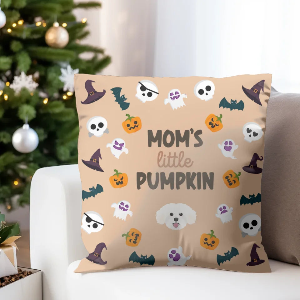 Little Pumpkin Throw Pillow with Pet Icon
