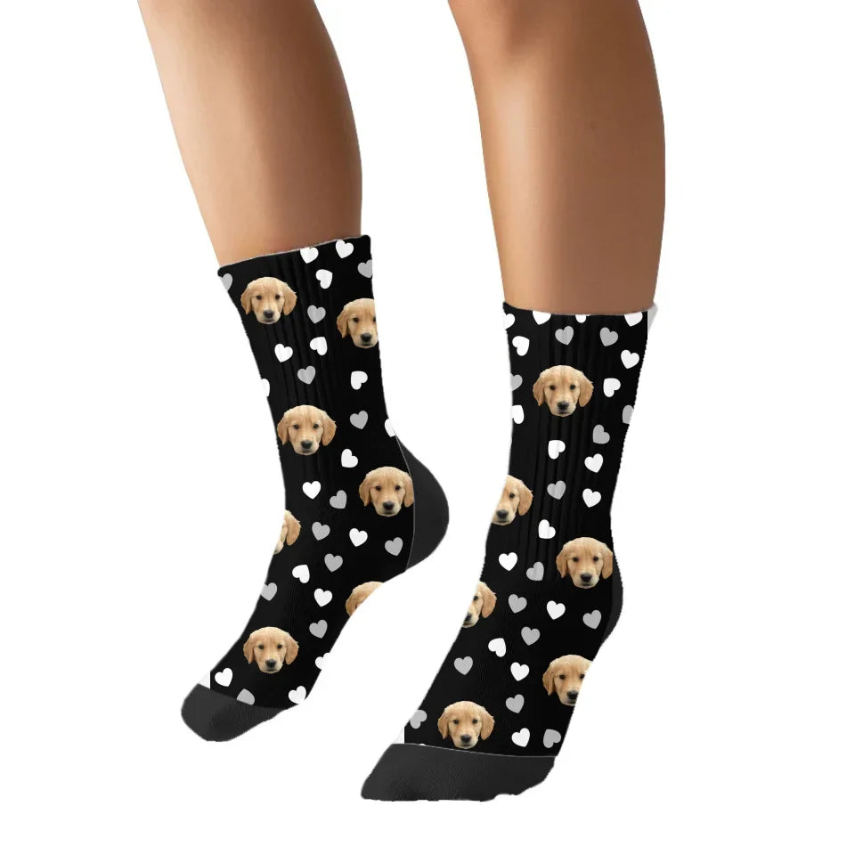 Pet Face Heart Pattern Socks