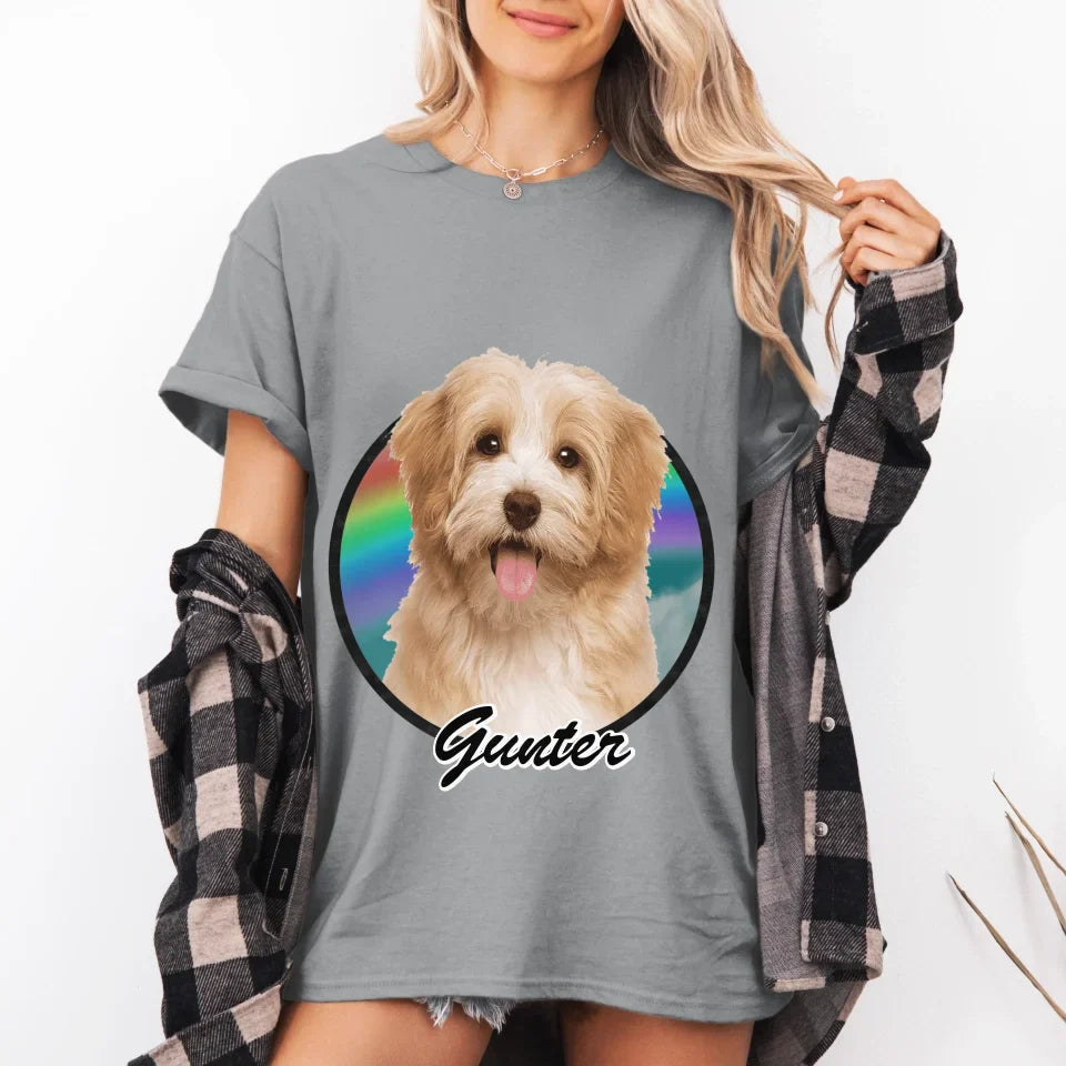 Custom Pet in Circle Photo Upload T-Shirt