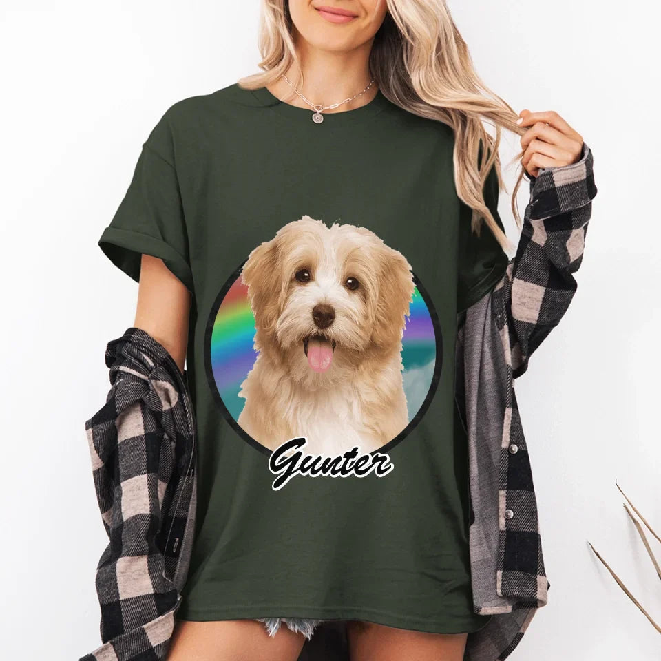 Custom Pet in Circle Photo Upload T-Shirt