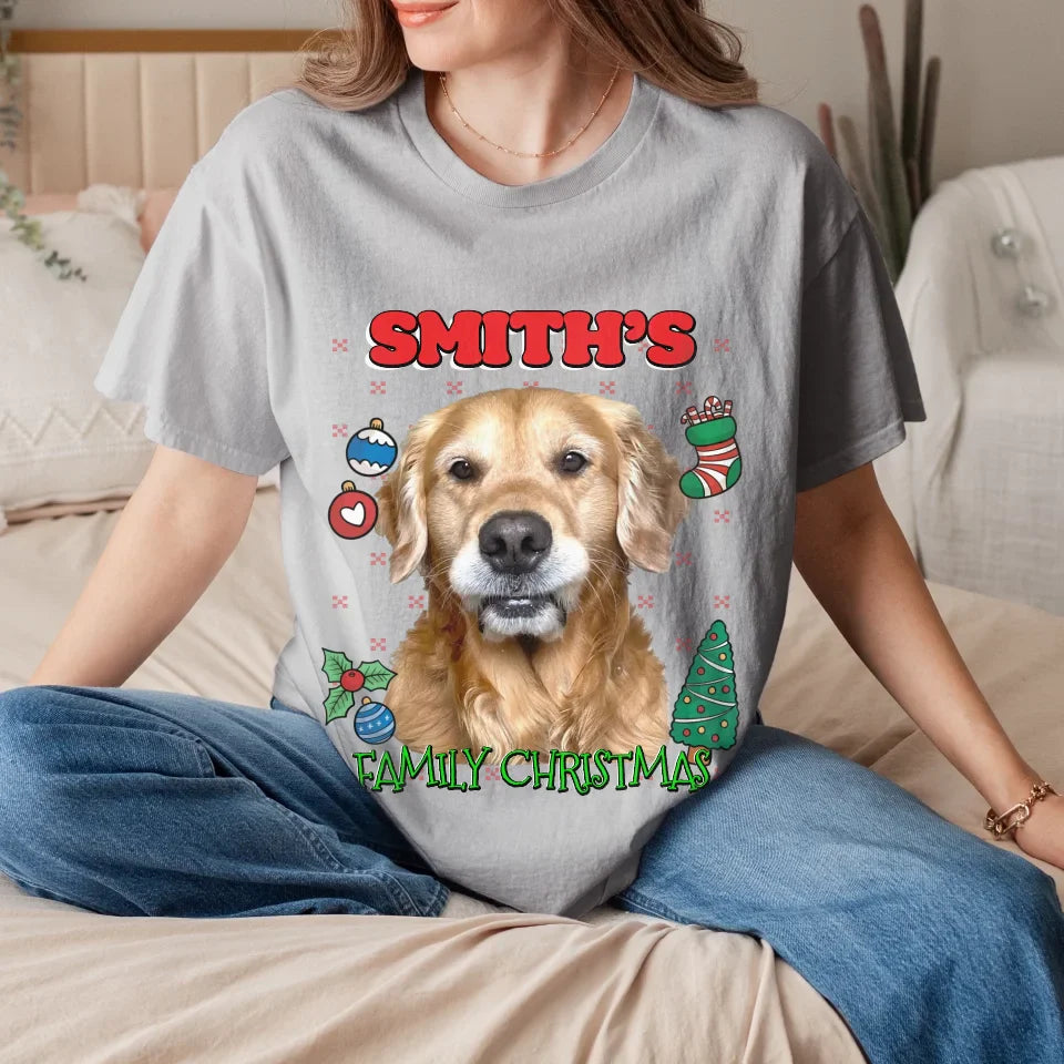 Custom Christmas Pet Photo T-Shirt
