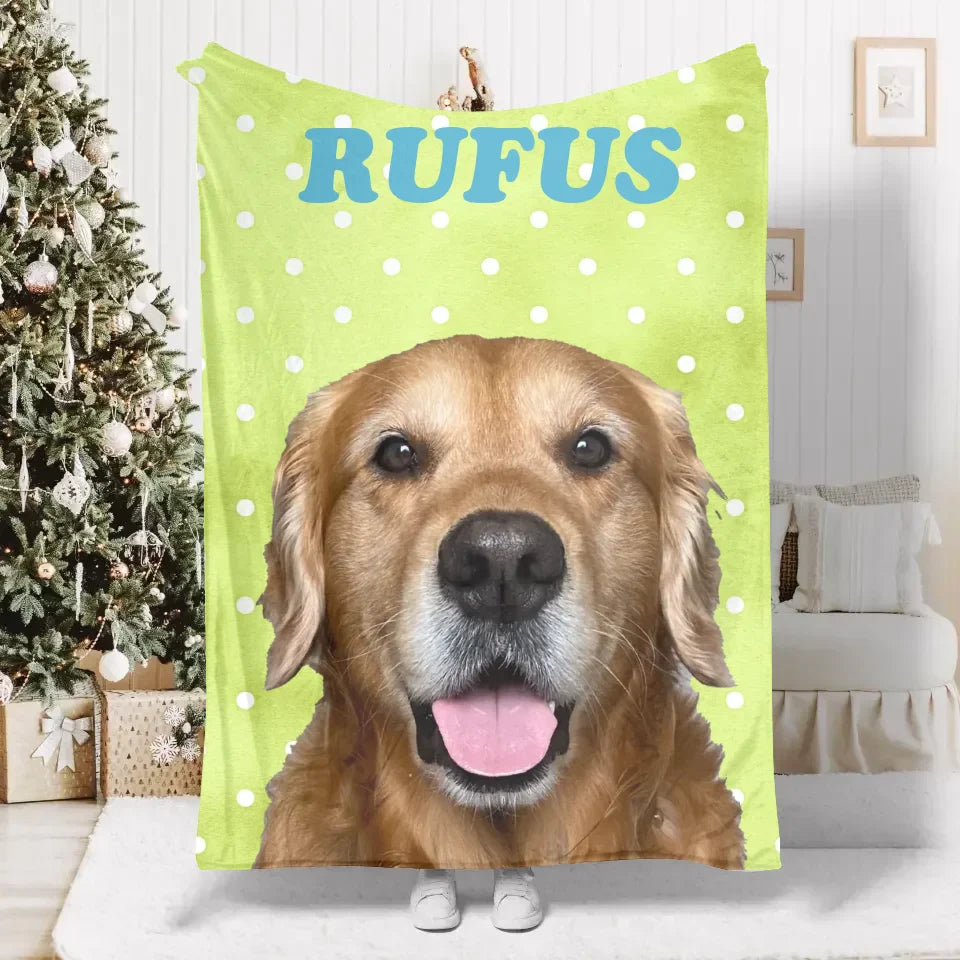 Personalized Polka Dot Pet Photo Blanket