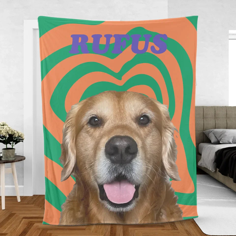 Personalized Groovy Lines Pet Photo Blanket