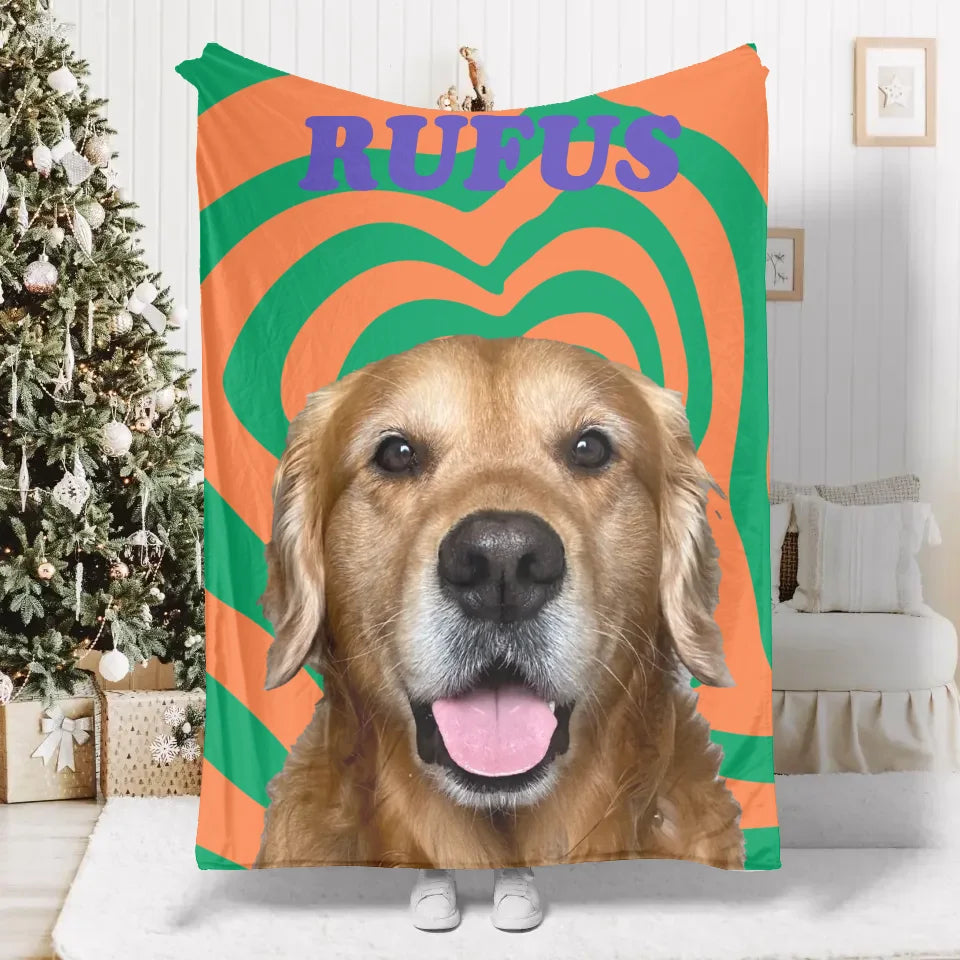 Personalized Groovy Lines Pet Photo Blanket