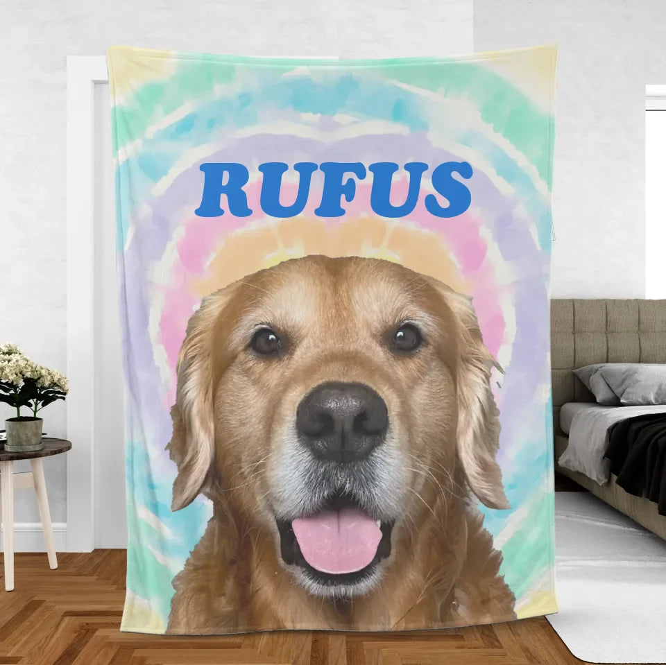 Personalized Pet Photo Tie Dye Blanket