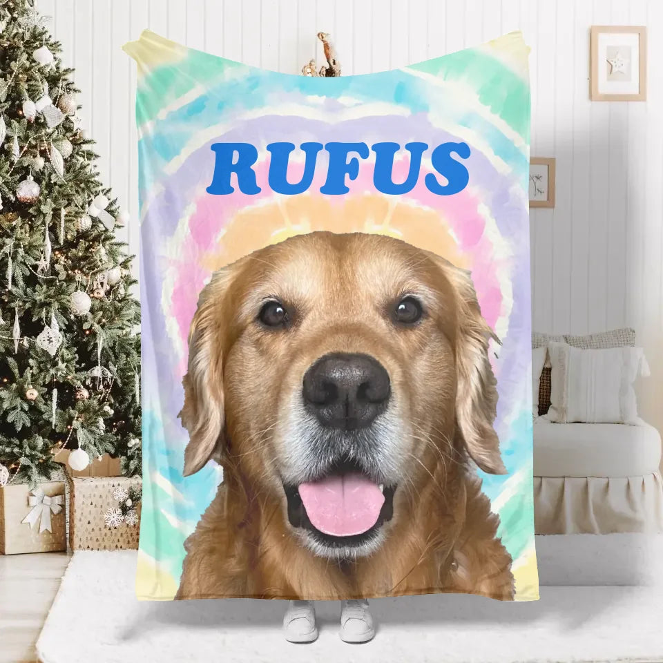 Personalized Pet Photo Tie Dye Blanket