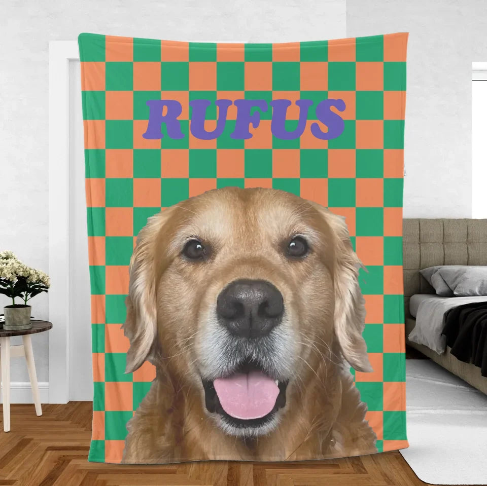 Personalized Checkered Photo Blanket