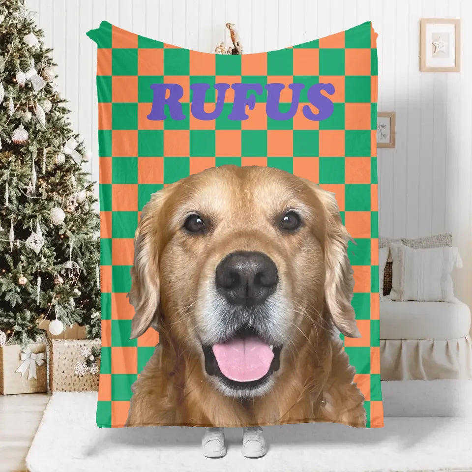 Personalized Checkered Photo Blanket