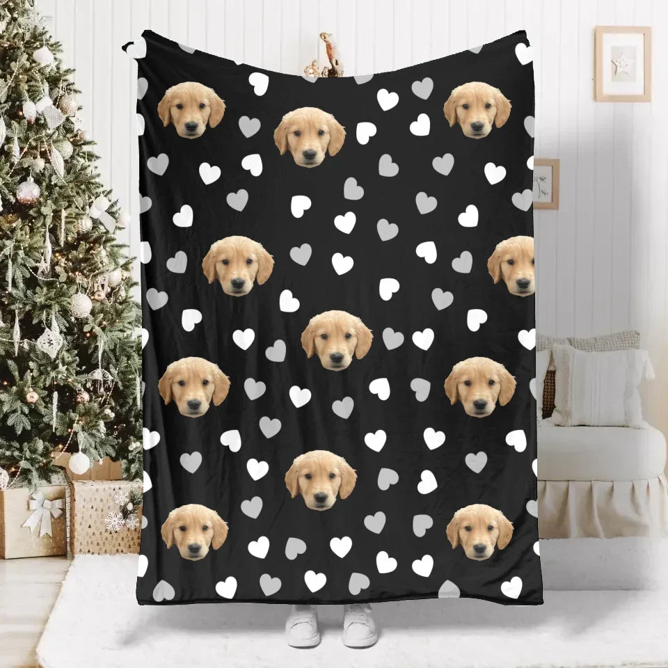 Personalized Heart Pattern Custom Photo Blanket