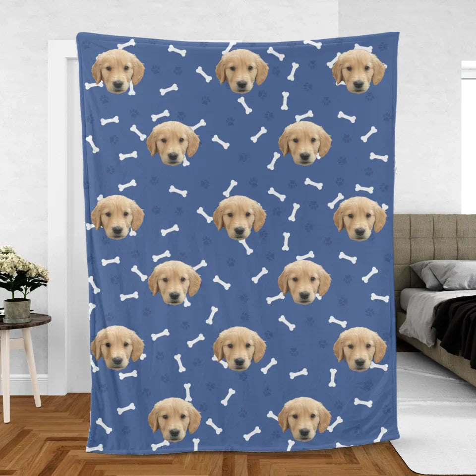 Personalized Dog Face Photo Blanket