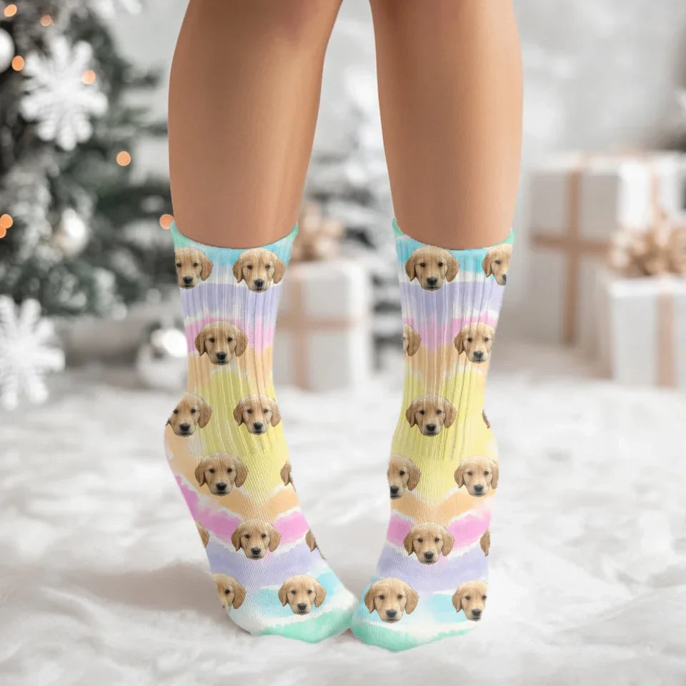 Custom Tie Dye Pet Face Socks