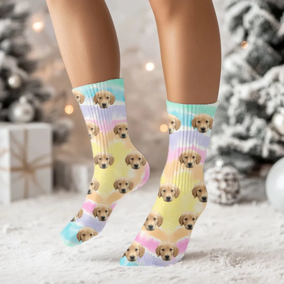 Custom Tie Dye Pet Face Socks