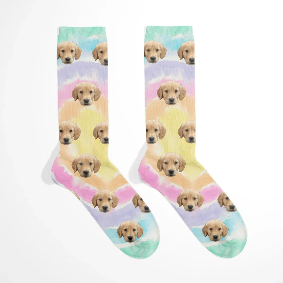 Custom Tie Dye Pet Face Socks