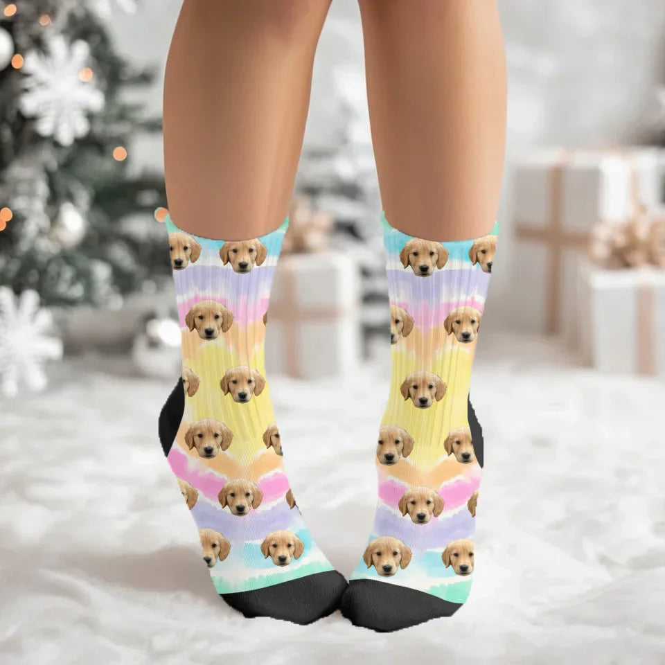 Custom Tie Dye Pet Face Socks