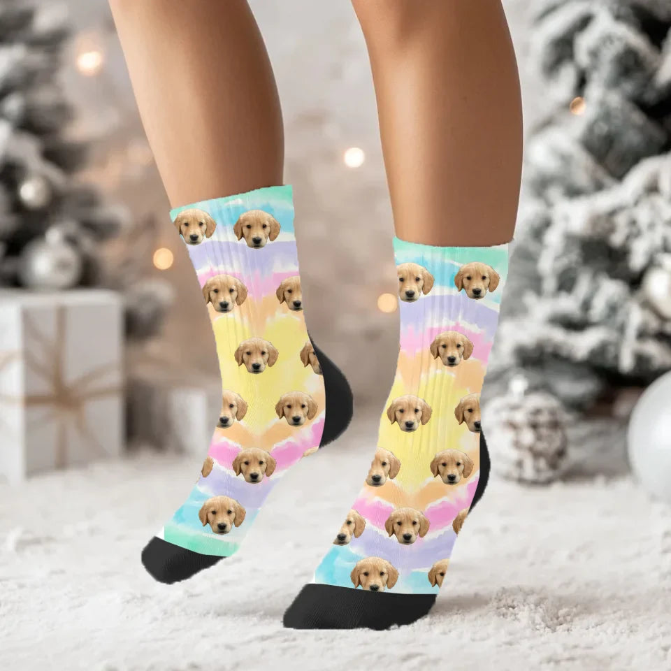 Custom Tie Dye Pet Face Socks