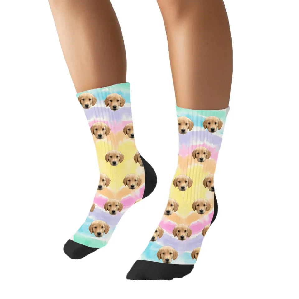 Custom Tie Dye Pet Face Socks