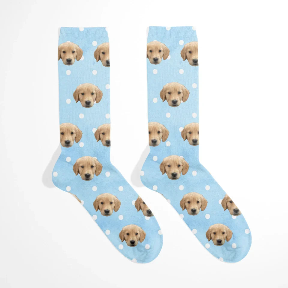 Personalized Polka Dot Pet Face Socks