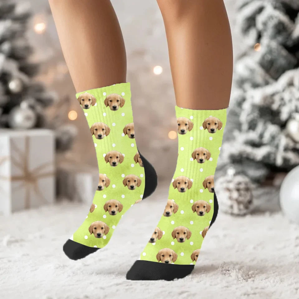 Personalized Polka Dot Pet Face Socks