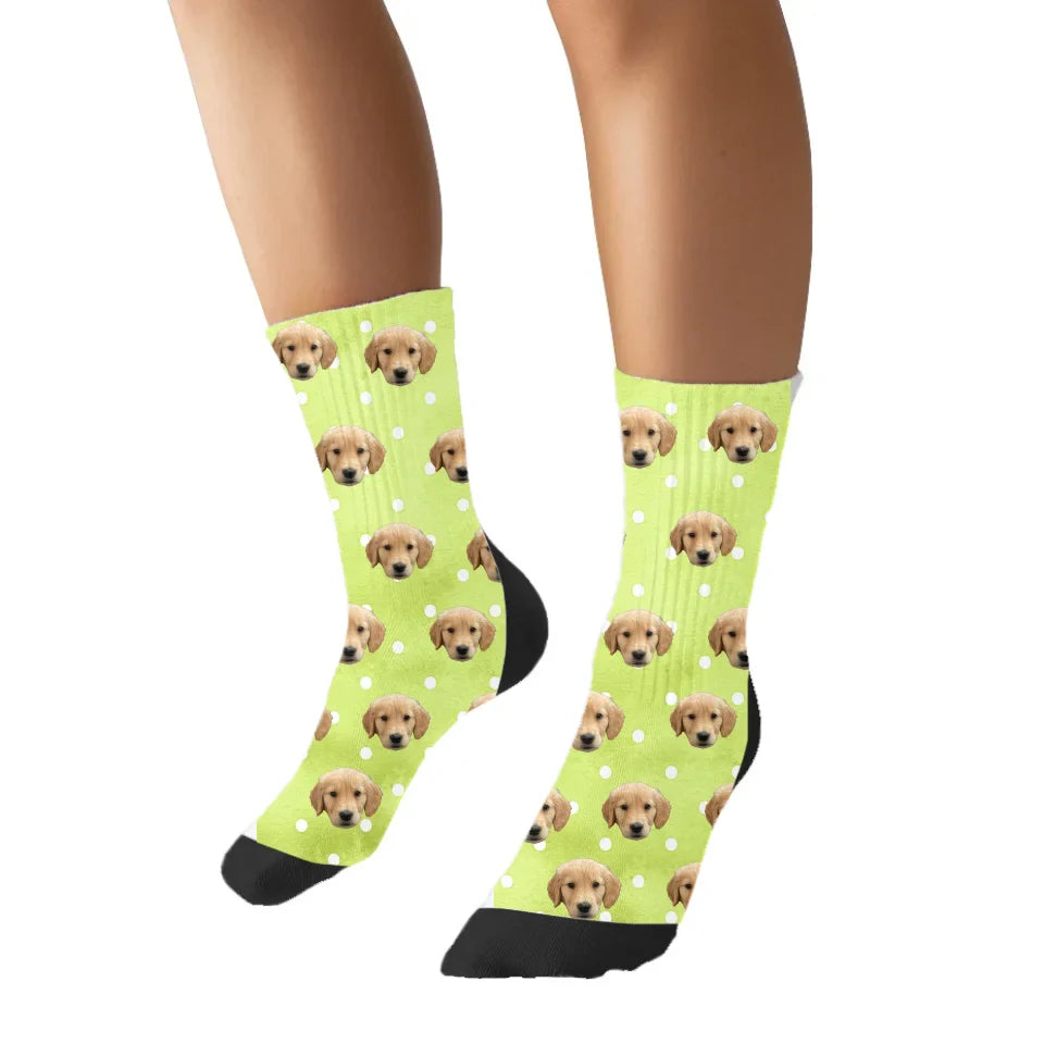 Personalized Polka Dot Pet Face Socks