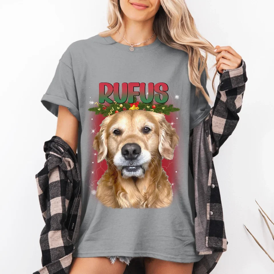 Personalized Christmas Custom Pet Photo T-Shirt