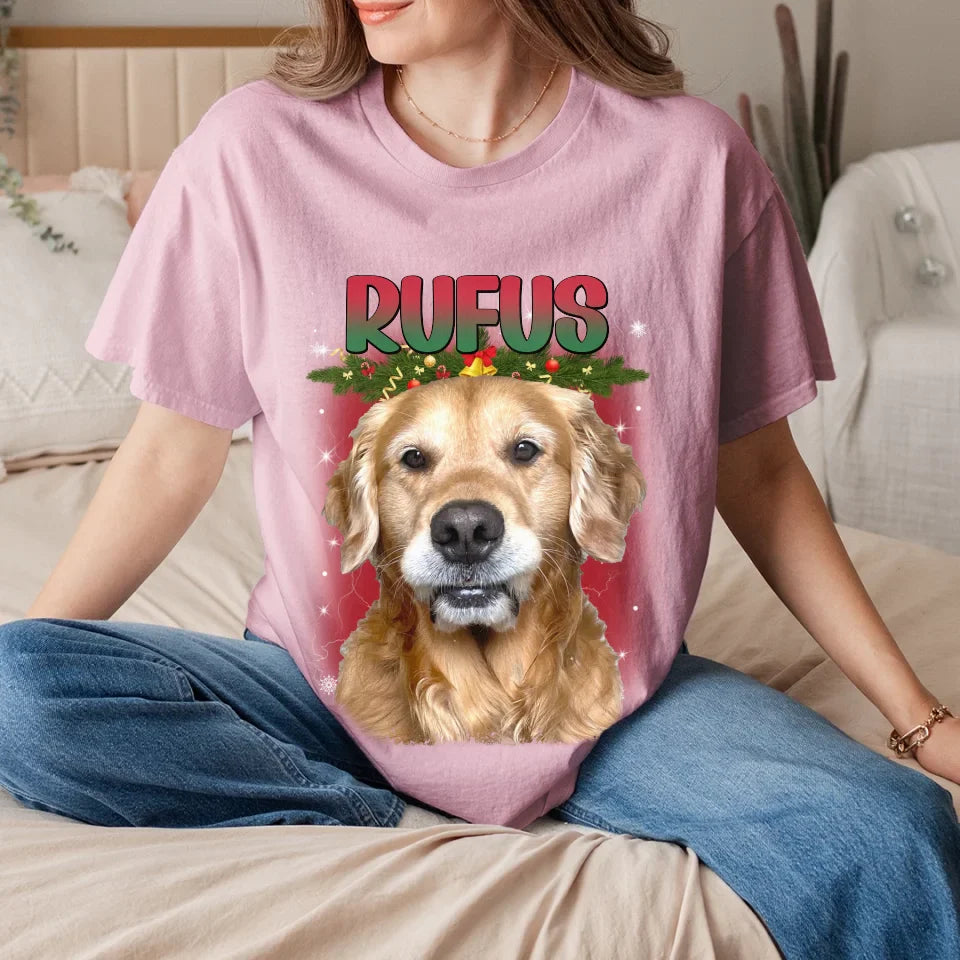 Personalized Christmas Custom Pet Photo T-Shirt