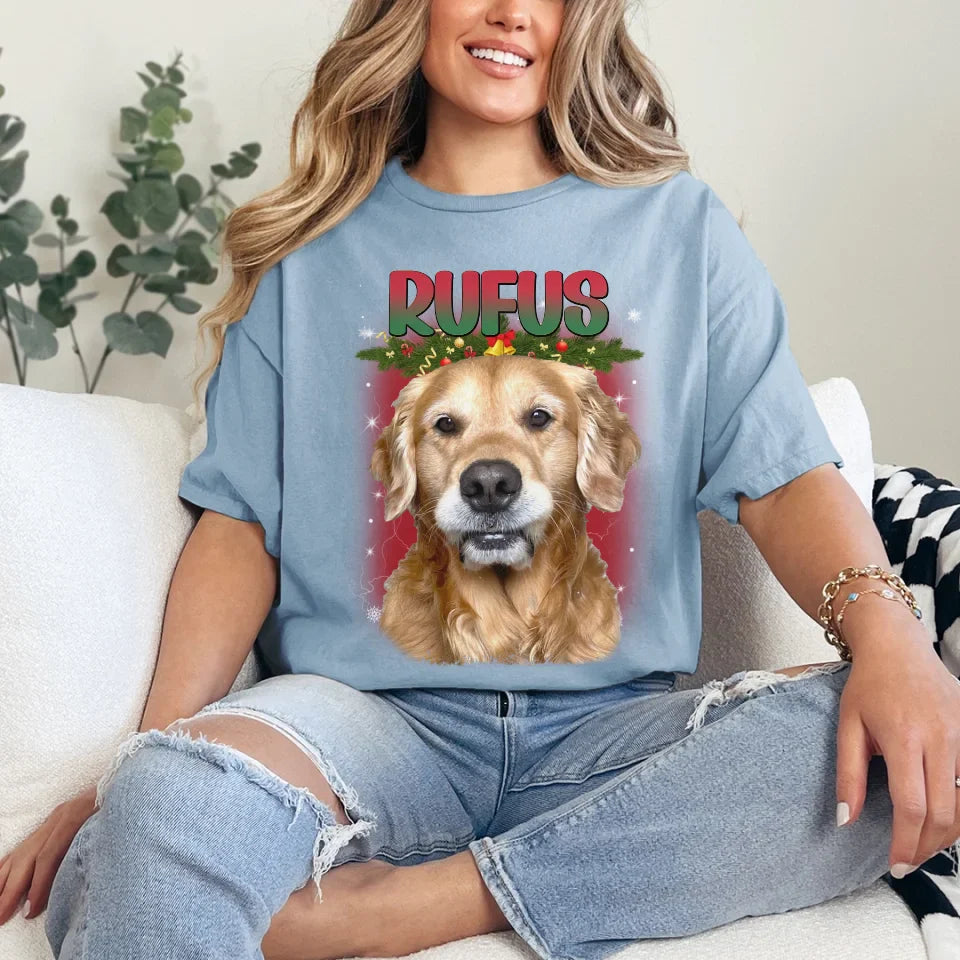 Personalized Christmas Custom Pet Photo T-Shirt