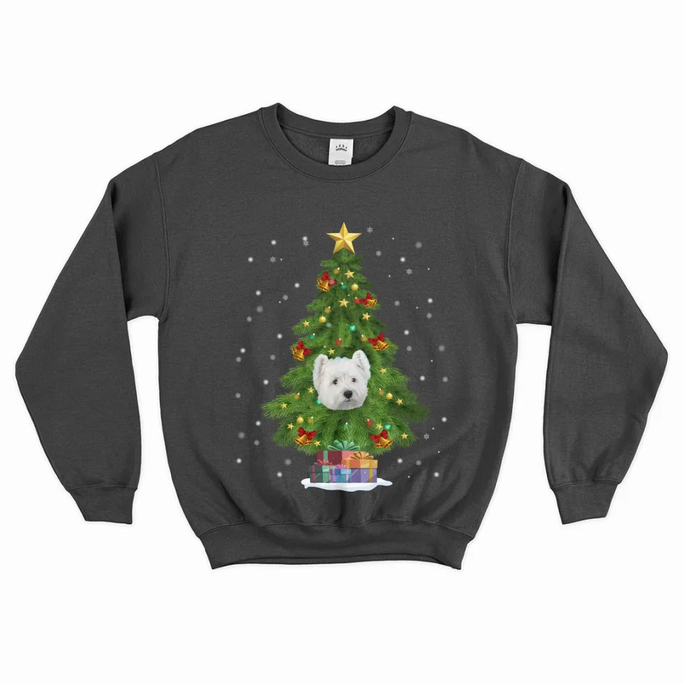 Personalized Christmas Tree Pet Face Sweatshirt