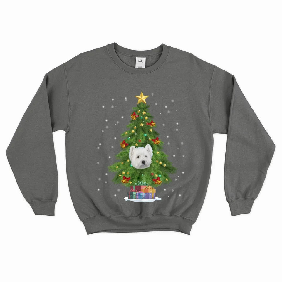 Personalized Christmas Tree Pet Face Sweatshirt