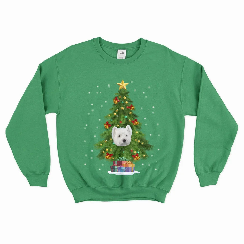 Personalized Christmas Tree Pet Face Sweatshirt