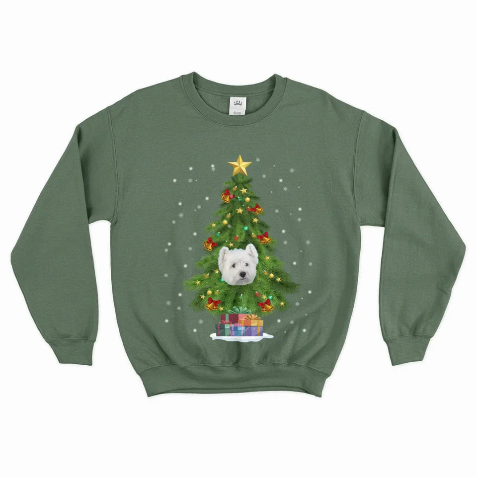 Personalized Christmas Tree Pet Face Sweatshirt