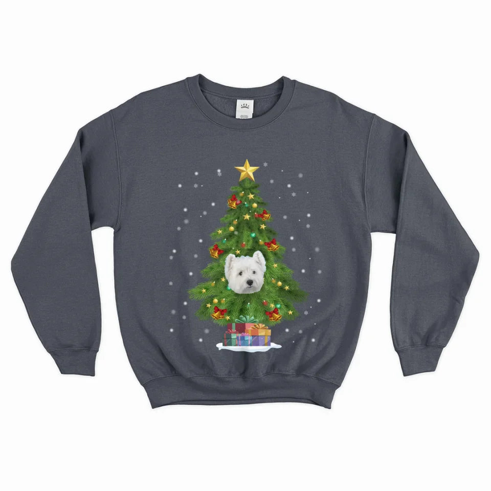 Personalized Christmas Tree Pet Face Sweatshirt
