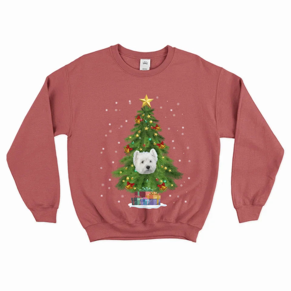 Personalized Christmas Tree Pet Face Sweatshirt