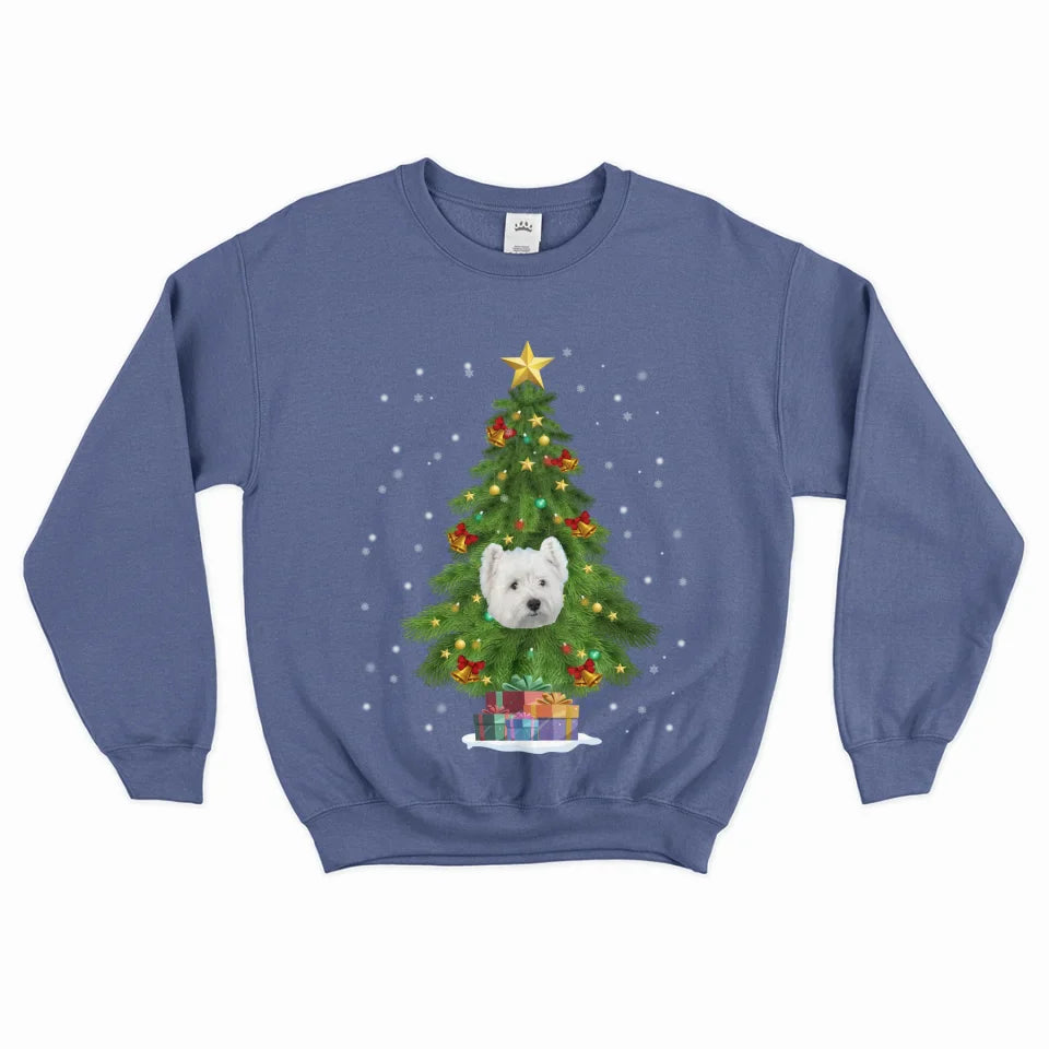 Personalized Christmas Tree Pet Face Sweatshirt